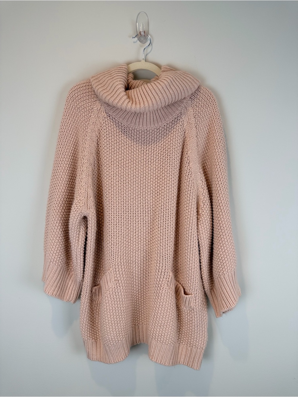 Cliche Oversized Cowl Neck  Cozy Sweater Tunic - Blush Pink Size Large